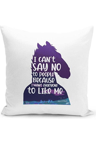 Generic Bojack Horseman I Can't Say No Quote Themed Throw Pillow White/Purple...