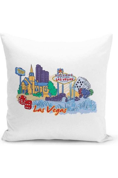 Generic Las Vegas Themed Decorative Throw Pillow Multicolour