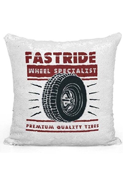 Generic Fast Ride Sequin Decorative Throw Pillow White/Black/Silver 40x40cm