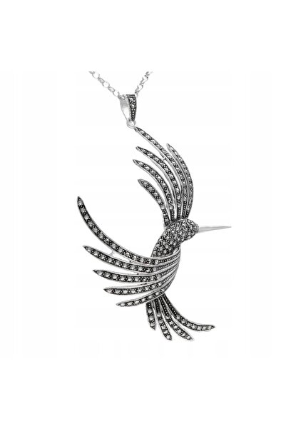 NO BRAND Colibri decorativ argintiu cu marcasite