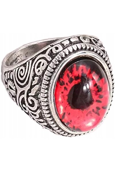 NO BRAND Inel Sigilar Argintiu Ochiul Roșu al lui Sauron, Profet al Haosului ...