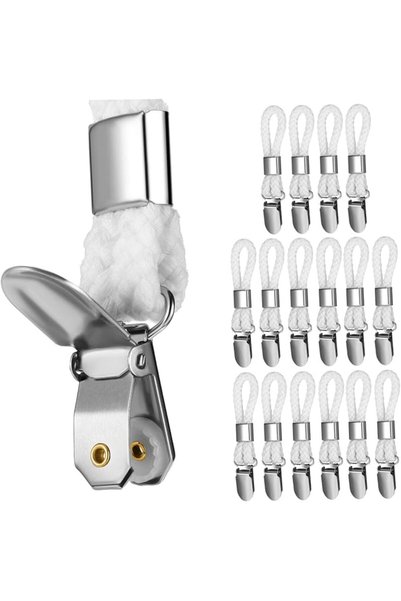 GLEAVI 16pcs Towel Clips Clip Hangers with Cotton Rope Non Slip Hanging Hooks...