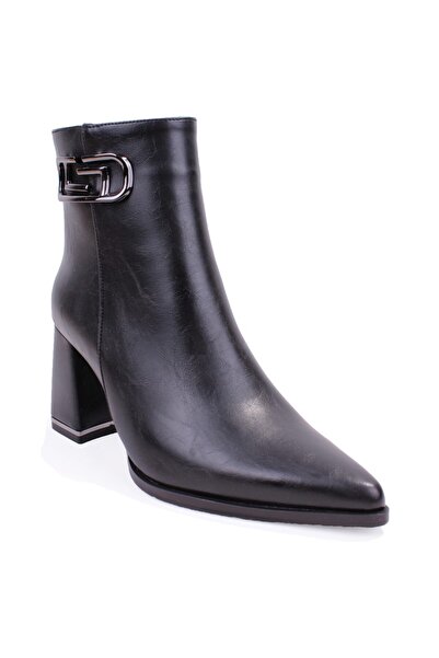 DAGOSTER DZA07-9281500 Ghete de damă clasice negre cu fermoar și toc gros de ...