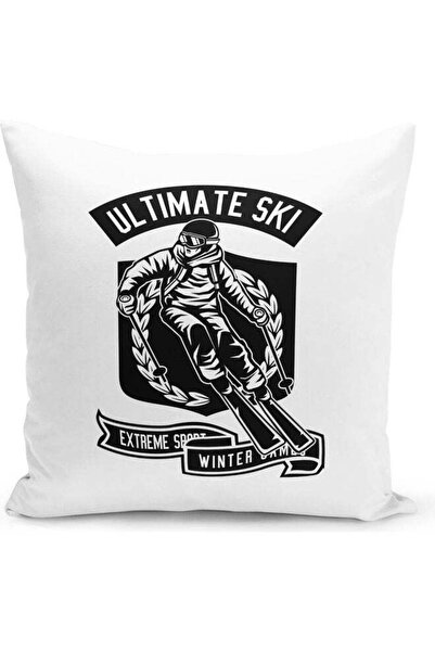 Generic Ultimate Ski Decorative Pillow White/Black
