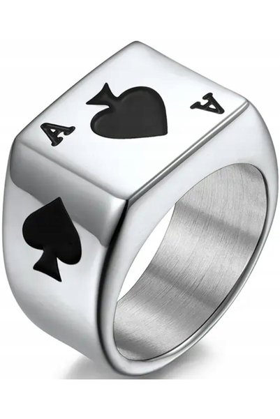 NO BRAND Sigiliu de argint Asul de pică Asul de poker Cărți de poker Oțel Nobil