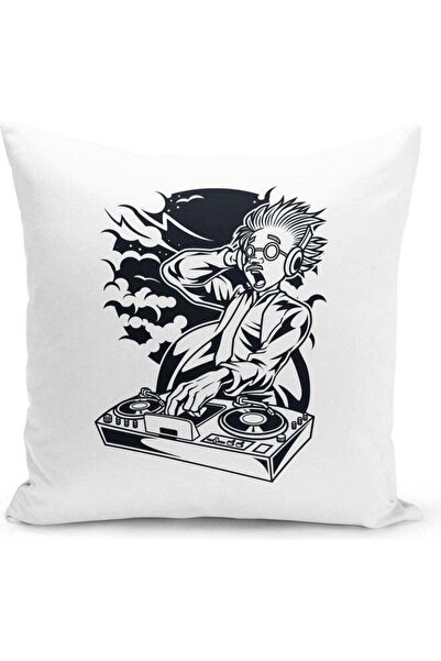 Generic Dj Doctor Themed Decorative Throw Pillow White/Black 40x40cm