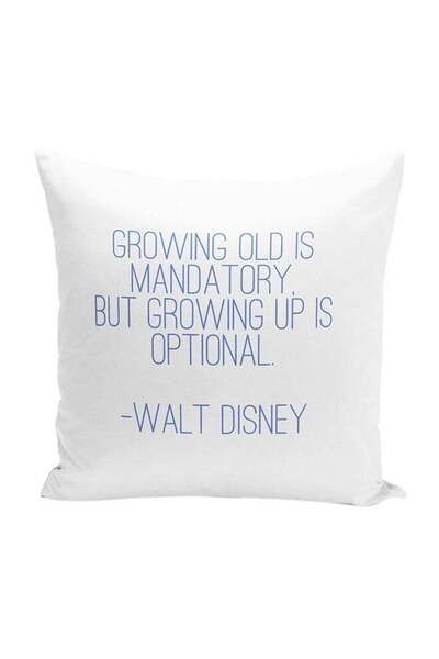 Generic Walt Disney Quote Decorative Throw Pillow White/Blue 16 x 16inch