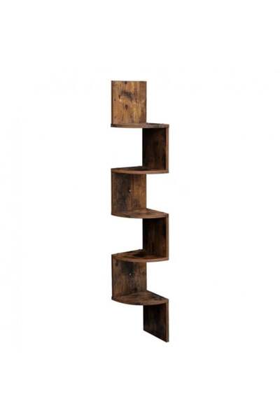VASAGLE Etajeră de colț cu 5 rafturi, design în zig-zag, maro rustic, 20 × 20...