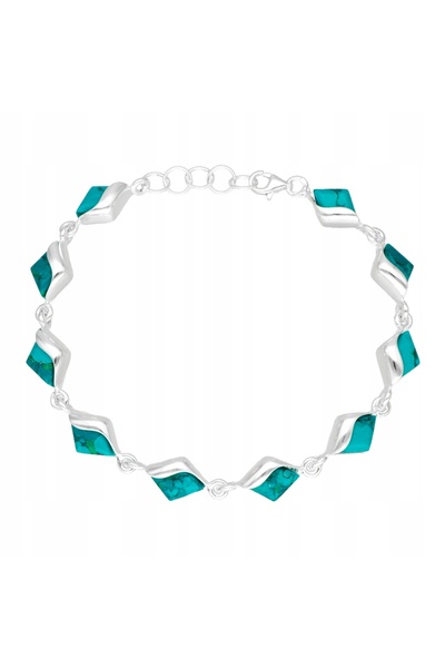 NO BRAND Brățară cu romburi din chryzocolla și argint
