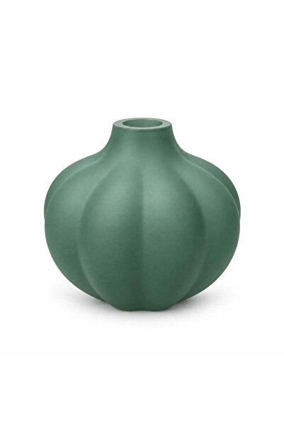 Generic Ribbed Design Glass Vase Green - 10cm
