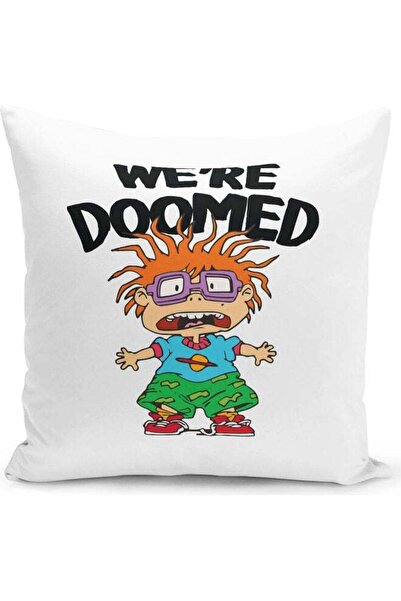 Generic We Are Doomed Chuckie Rugrats Quote Funny Themed Throw Pillow White/B...