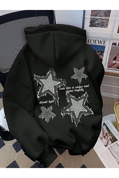 Vordevia Φούτερ με στάμπα Stars Premium Oversize με κουκούλα, από βαμβάκι 3 κ...