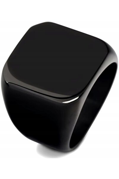 NO BRAND Inel sigiliu negru, luxos, elegant, minimalist, formă pătrată, din o...