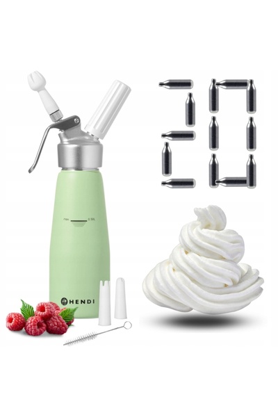 NO BRAND Încărcător de frișcă verde pastel 0.5L + 20 cartușe N2O Hendi 975879