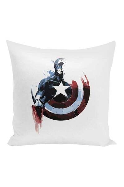 Generic Captain America Printed Decorative Pillow White/Blue/Brown 16x16inch