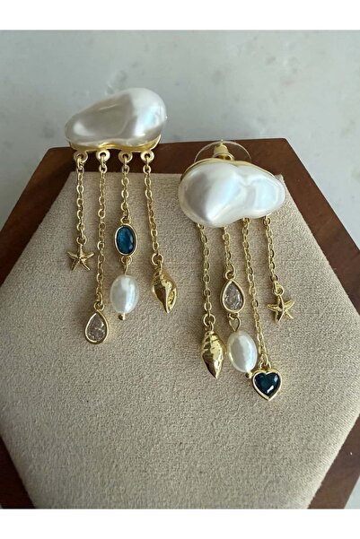 My Joyas Design 14K Altın Kaplama Sallantılı Bulut Küpe