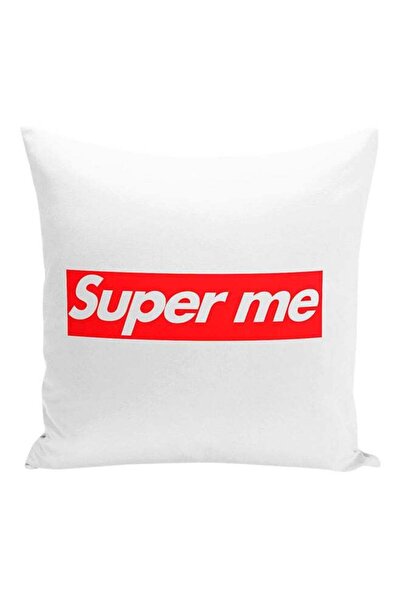 Generic Super Me Decorative Pillow White/Red 16x16inch