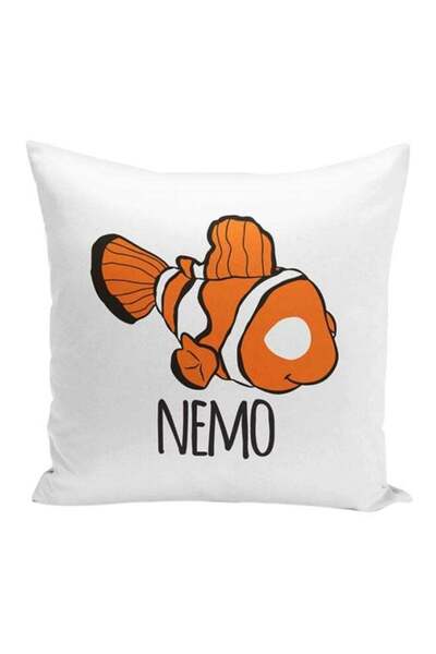Generic Finding Nemo Printed Decorative Pillow White/Black/Orange 16x16inch
