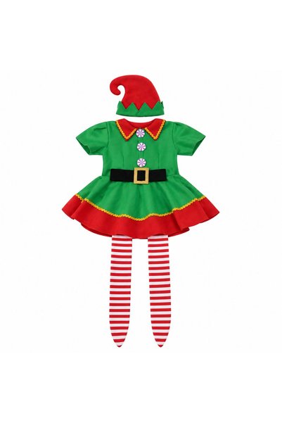 Flippy Costum Spiridus pentru Fete, Flippy, Rochita cu Fes si Sosete, Poliest...