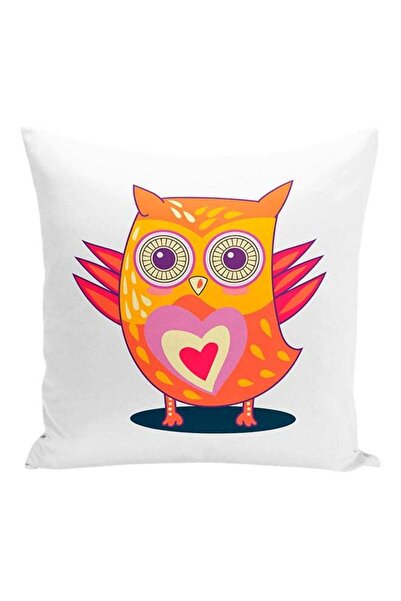 Generic Cute Owl Love Heart Decorative Pillow White/Purple/Orange 16x16inch