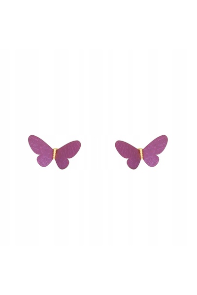 NO BRAND Cercei fluture din titan, argintiu violet, placați cu aur