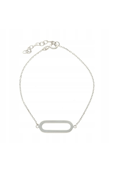 NO BRAND Brățară cu element oval argintiu
