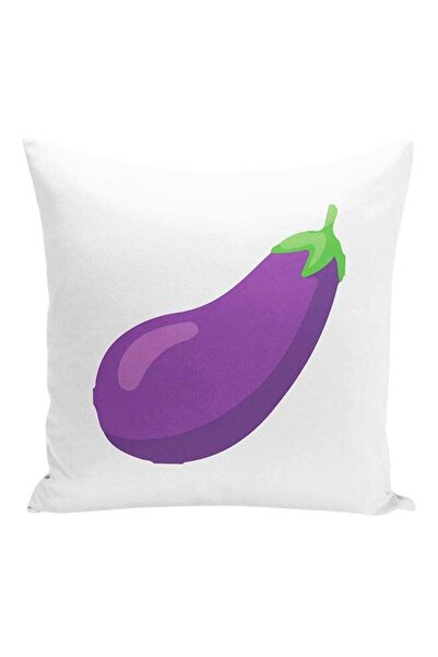 Generic Vegetable Egg Plant Decorative Pillow White/Purple/Green 16x16inch
