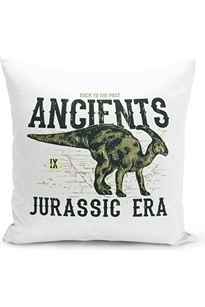 Generic Ancient Dinosaur Design Decorative Throw Pillow White/Black/Green 40x...