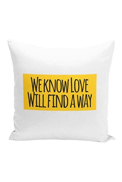 Generic Printed Throw Pillow With Stuffing White/Yellow 16x16inch