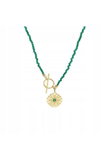 NO BRAND Colier cu spinel verde, argint placat cu aur