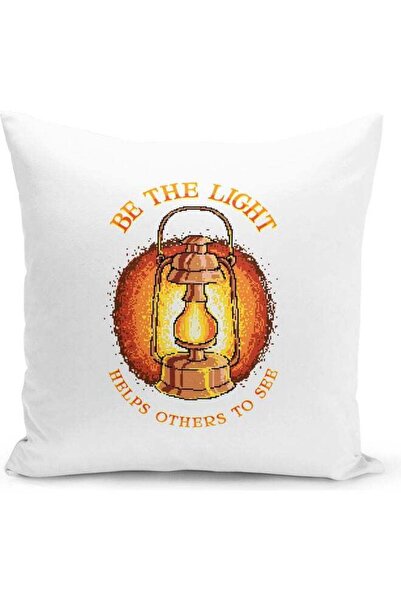 Generic Be The Light Quotes Print Decorative Throw Pillow White/Orange