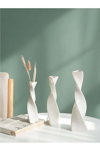Generic Set of 3 Twisted Ceramic Vases - Artisan-Crafted Home Decor, Stylish ...