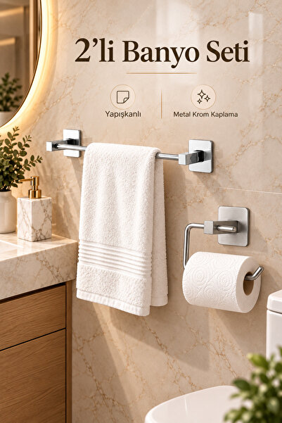 UG Home Krom Kare Yapışkanlı Uzun Havluluk Krom Açık Yapışkanlı Tuvalet Kağıt...