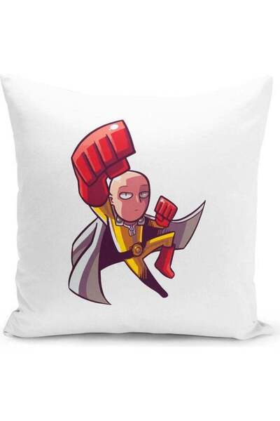 Generic Minimalistic One Man Punching FlyThemed Throw Pillow White/Red/Yellow...