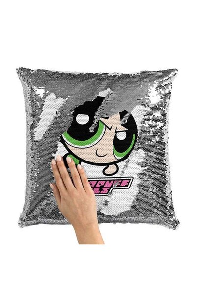 Generic Classic Cartoon Power Puff Girls Sequin Throw Pillow With Stuffing Mu...