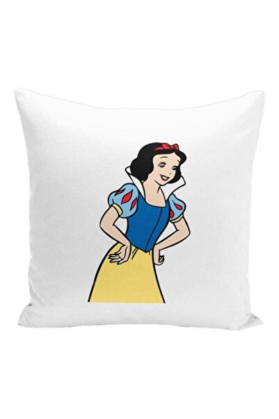 Generic Snow White Printed Decorative Pillow White/Blue/Yellow 16x16inch