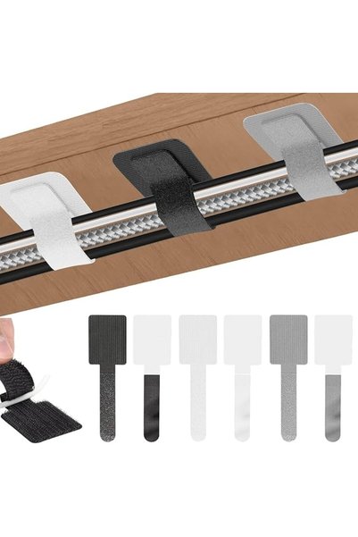 Yelajoy 90pcs Reusable Self Adhesive Cable Ties，Wire Organizers, Under Desk A...