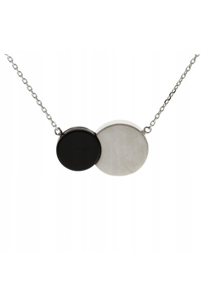 NO BRAND Colier elegant din onix, argintiu