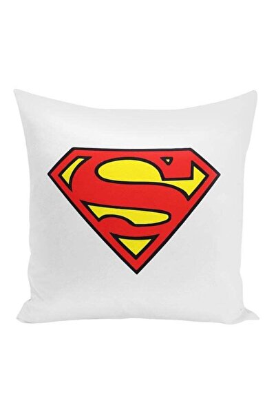Generic Superman Logo Printed Decorative Pillow White/Red/Yellow 16x16inch