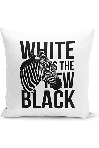 Generic Zebra Print Themed Decorative Throw Pillow White/Black 40x40cm