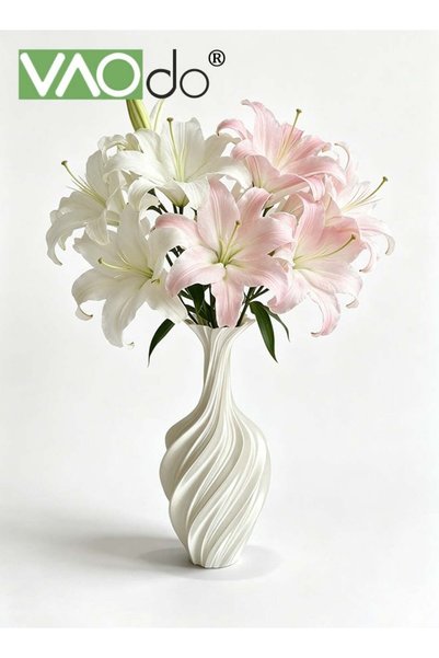 Generic 3D Cylindrical Threaded Vase, Modern Threaded Rotating Vase, Simple F...