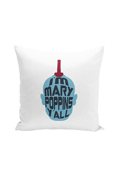 Generic Mary Poppins Printed Decorative Pillow Blue/Black/White 16x16inch