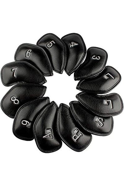 ELECDON 12 Pcs Golf Club Covers, Leather Golf Iron Head Covers Set for Men Wo...