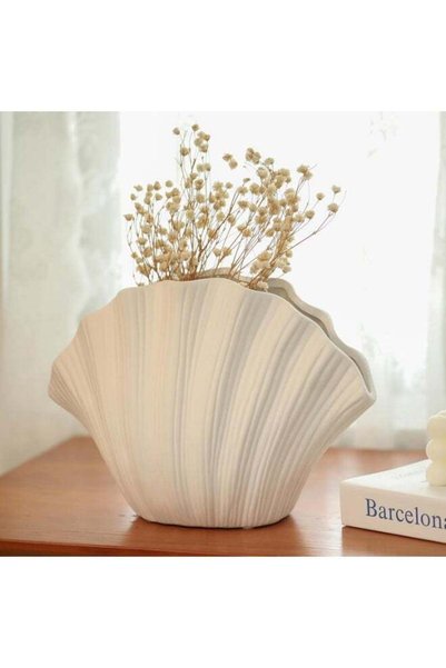 Generic Coastal Shell-Shaped Ceramic Vase for Living Room, Modern Home Decor,...