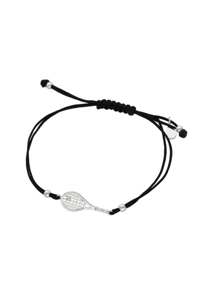 NO BRAND Brățară șnur bărbătească tenis Rocket negru argintiu