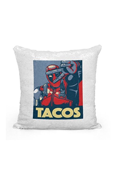 Generic Mentally Hilarious Printed Sequined Throw Pillow Silver/White/Red 16x...