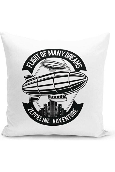 Generic Zeppelin Adventure Decorative Throw Pillow White/Black