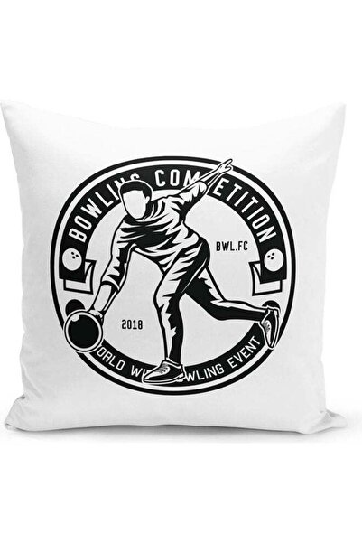 Generic Bowling Printed Decorative Pillow White/Black