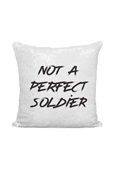 Generic Quote Printed Sequint Throw Pillow Silver/White/Black 16x16inch