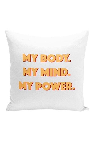Generic My Body My Mind My Power Decorative Pillow White/Beige/Red 16x16inch